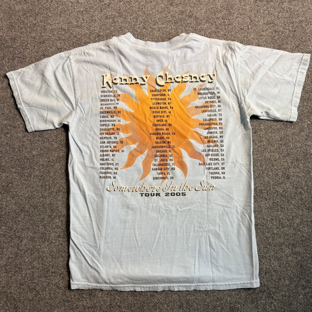 Vintage Kenny Chesney Somewhere In The Sun Tour 2005 T-Shirt Light Blue Mens M - Picture 2 of 7